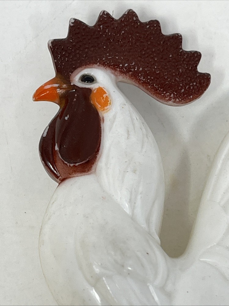 Vintage Knickerbocker Hard Plastic Rooster White 4.5” Easter