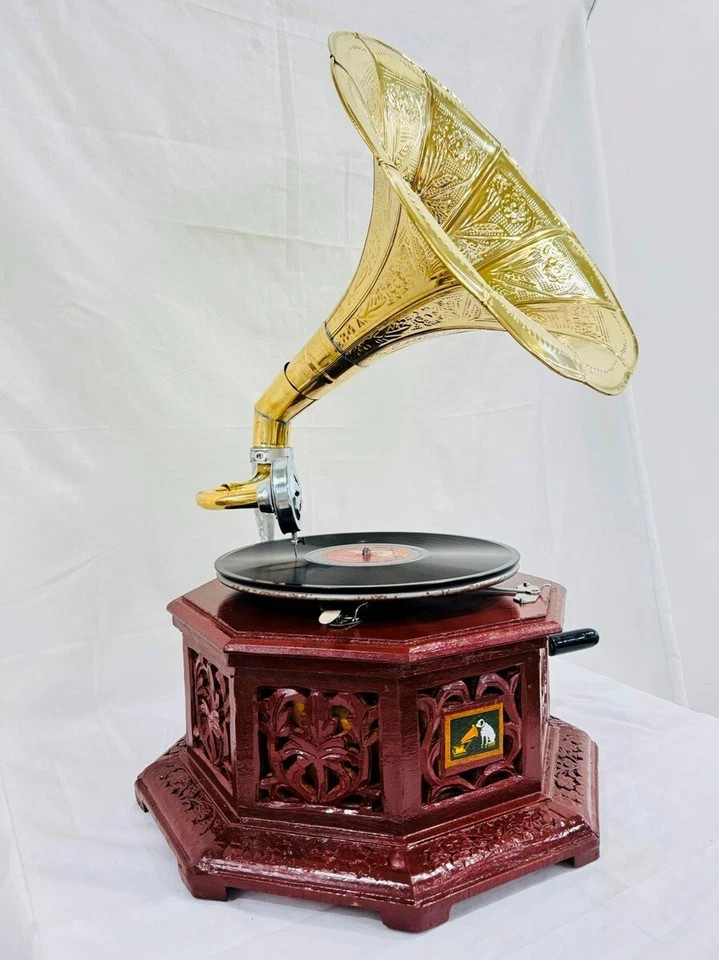 Antique Look Gramophone Fully Functional Working Phonograph win-up record player