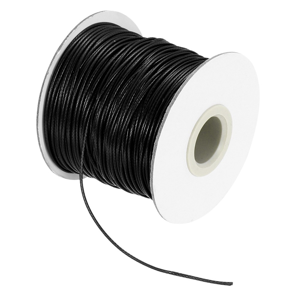 Waxed Cord 1mm Waxed Thread 87 Yard Wax String Leather Cord (Black)