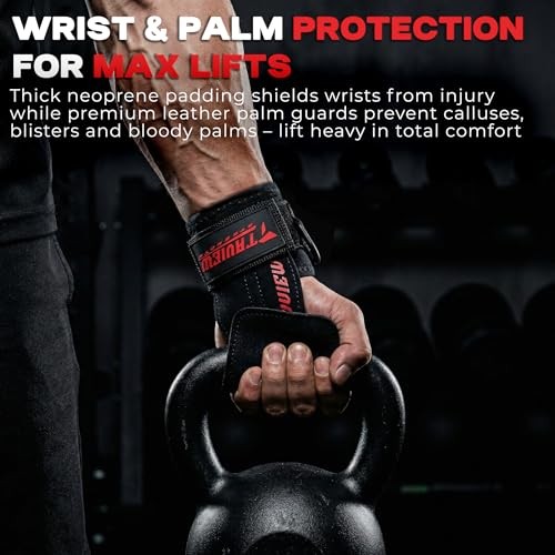 Wrist Straps for Weightlifting With D Ring,Double Layer Leather Wrist Strap