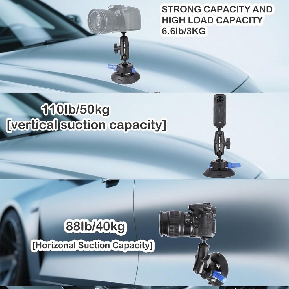 Camera Air Pump Vacuum Suction Cup Handlebar Mount Kit Compatible with Insta3...