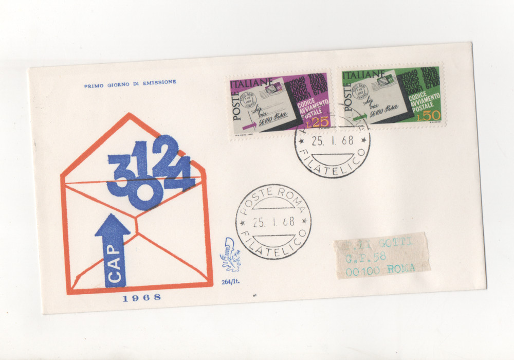 REPUBLIC - FDC - 1968 - CODE - START-UP - POSTAL - VENETO - III