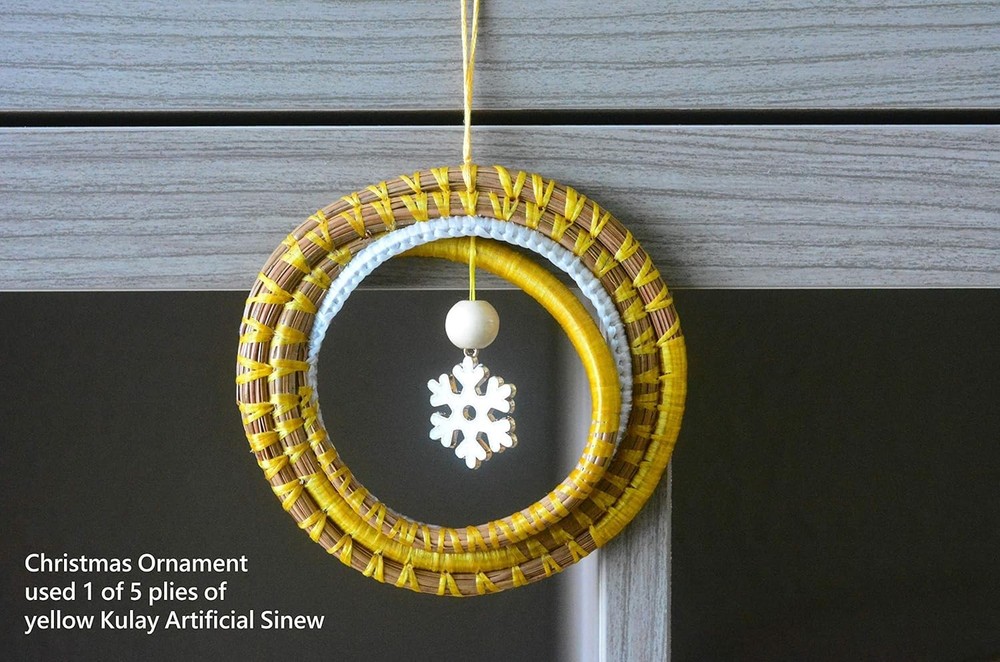Kulay Artificial Deer Sinew Yellow Waxed Flat Polyester Thread for