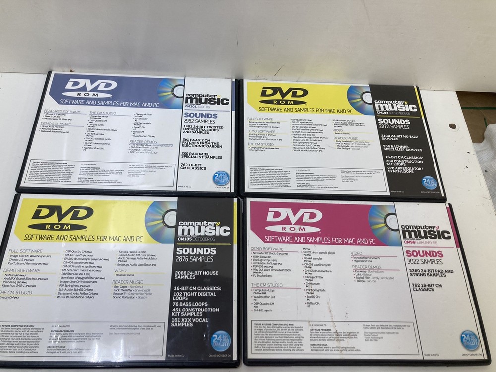 4 Computer Music Brand Sounds Samples DVDs. Good Condition
