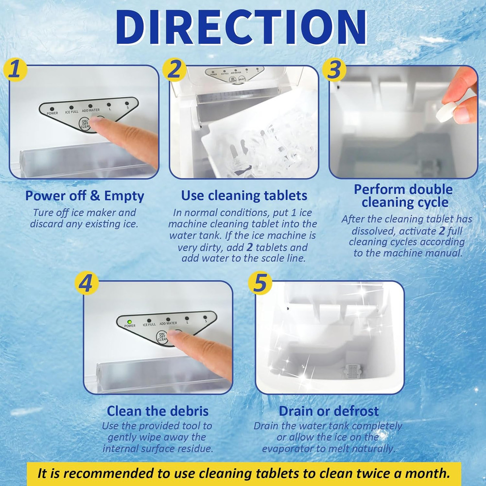Ice Machine Cleaner Maker and Descaler - 24 Ice Maker Cleaner Tablets Compati...