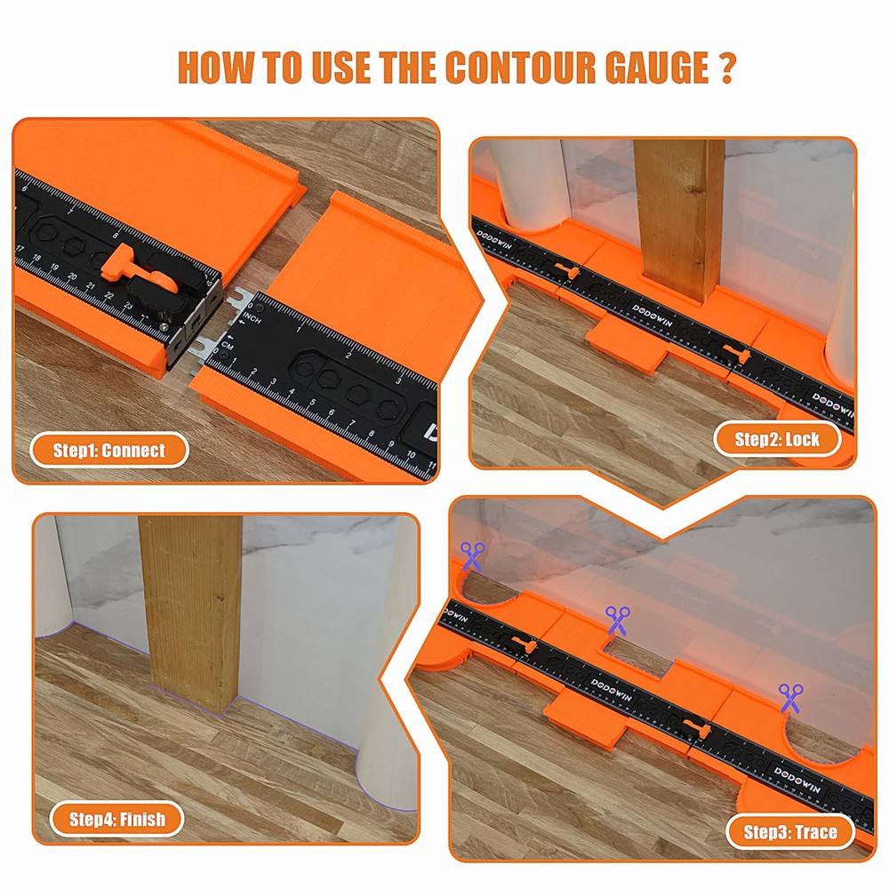 Connectable Contour Gauge with Lock, 20 Inch Profile Duplicator Tool for Tile...
