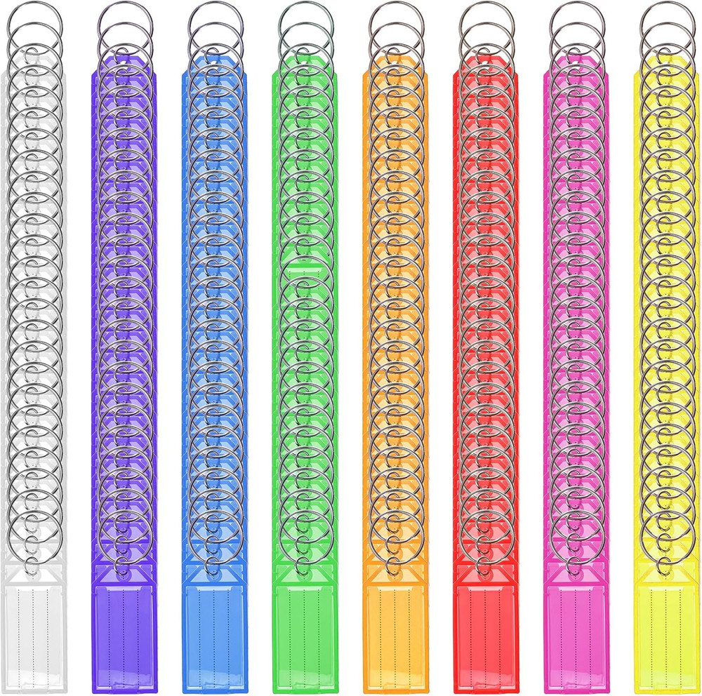 200 Pcs Plastic Key Tags, Key Label Window with Split Ring and Ruled Blank Label