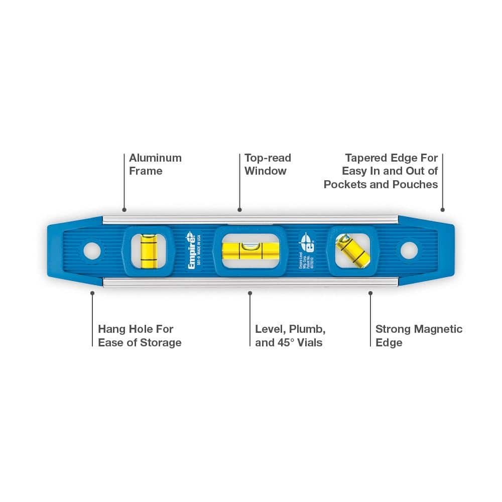 Torpedo Level 9 in Empire 587-24 Carpenter Builder Precision Tool