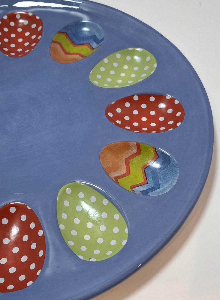 Harry & David 2008 Easter Egg/Deviled Egg Platter Ceramic Porcelain 12 Egg Beds