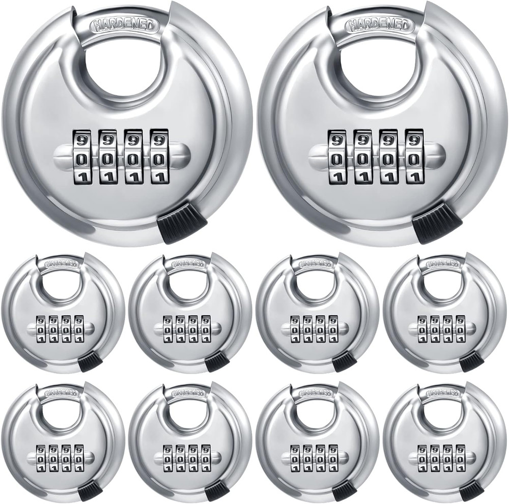 10-Pack Stainless Steel 4 Digit Combination Locks Code Disc Lock Combo Padlock