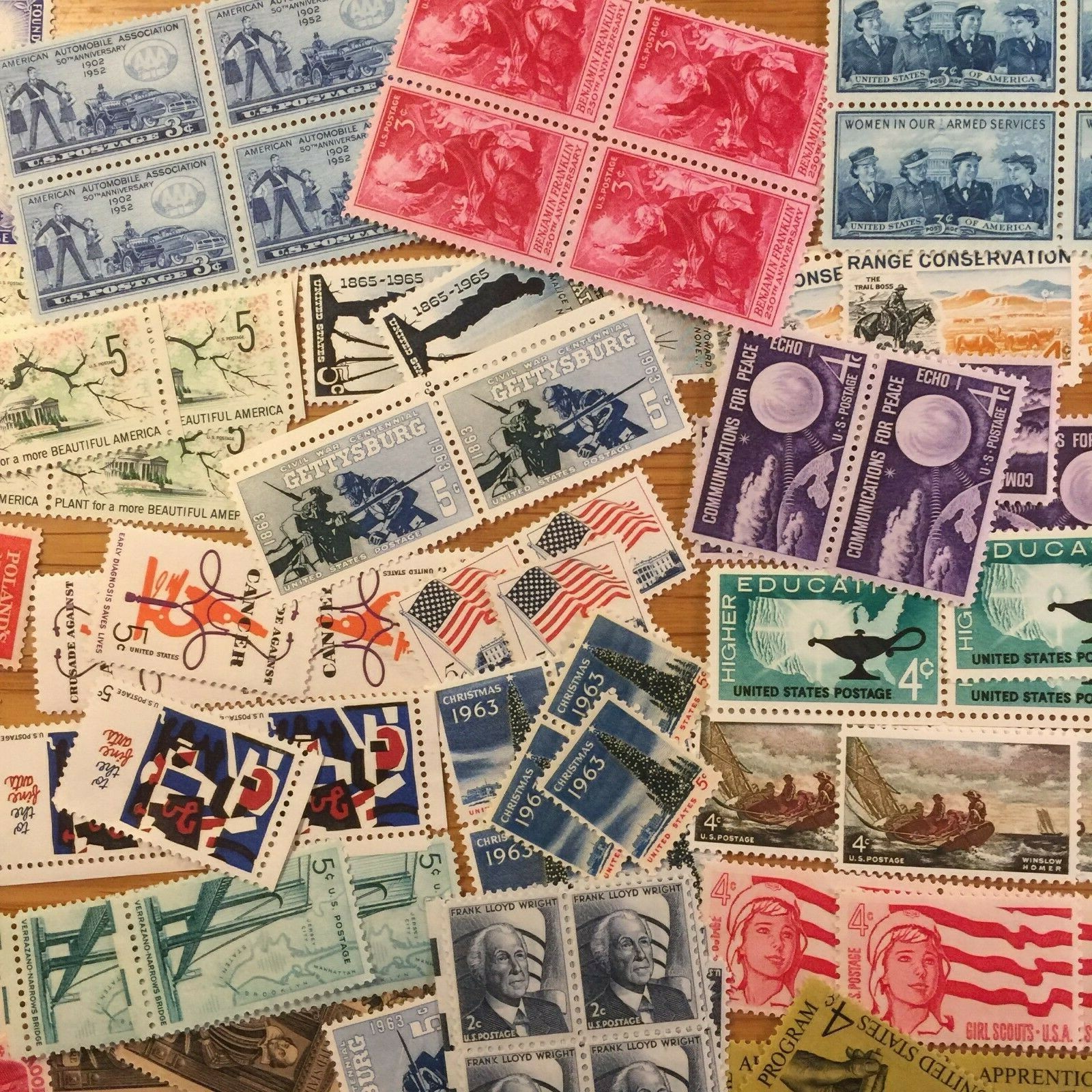USA,VINTAGE,MID-CENTURY,MINT,UNUSED,LOT OF 40+ ALL DIFFERENT STAMPS, COLLECTION