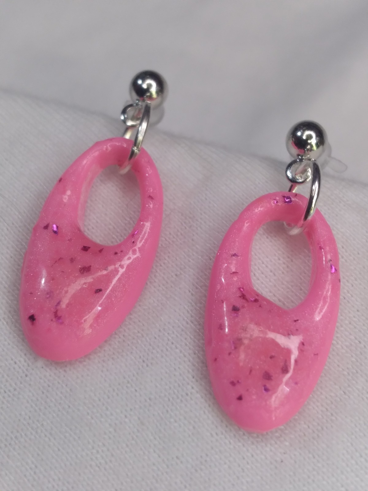 Handcrafted Beaded Pink Polymer Clay Pendant Memory Wire Choker Earring Set