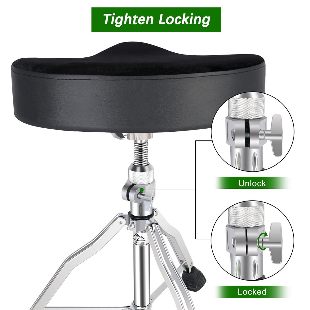 Drum Throne Drum Seat Height Adjustable,Rotatable Padded Drum Stools Motorcyc...