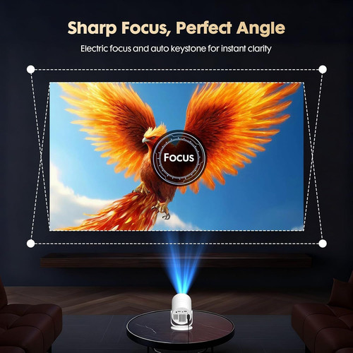 Mini Projector with Android 12 [Built-in App & Electric Focus] 1080P...