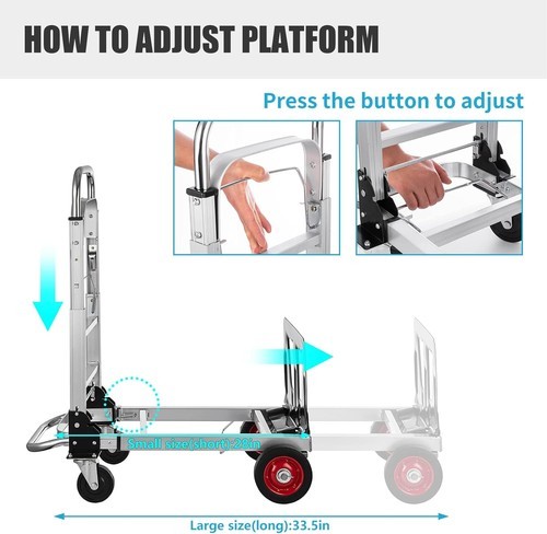 2 In 1 450Lbs Heavy Duty Aluminum Hand Truck Folding Dolly Cart Portable Trolley