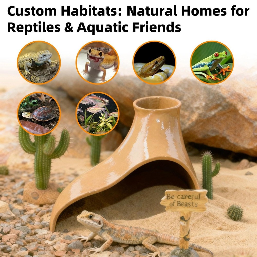 Reptile Underground Corner Cave Viewing Hide Lizard Hognose Leopard brown