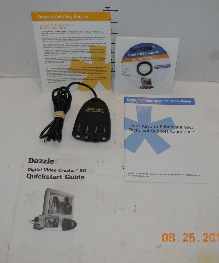 DAZZLE DVC-80 Digital Video Creator 80 Video Capture Device RCA USB Cable Disc