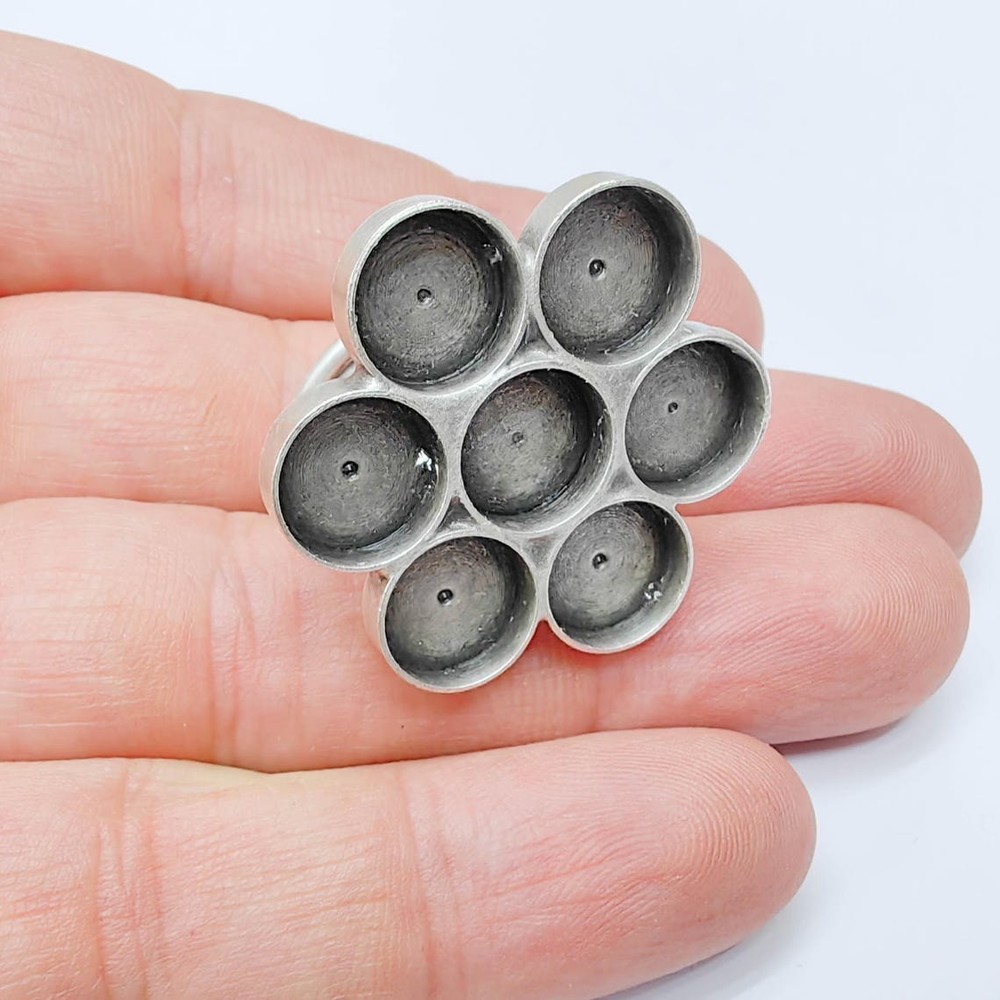 Multi Bezel Ring, Setting Blank Cabochon Mounting Adjustable Brass 10mm G37557