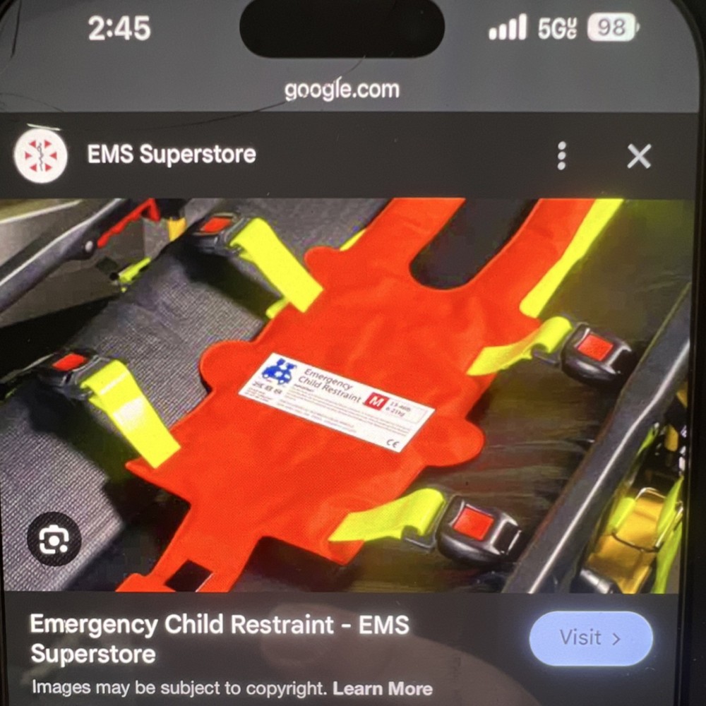 EMS Solutions LLC Emergency Child Restraint Portable CE Certified First Aid