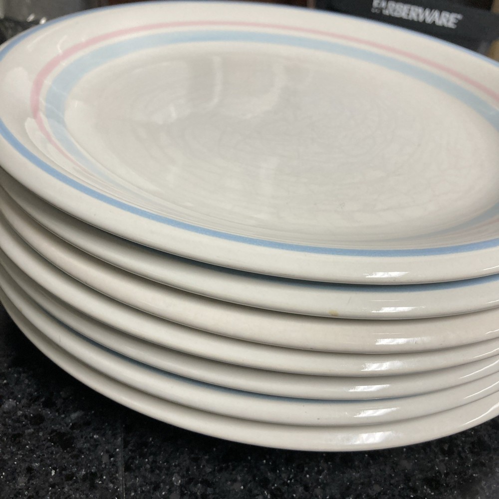 Vintage Newcor Stoneware Bread Plates And Dinner Plates.