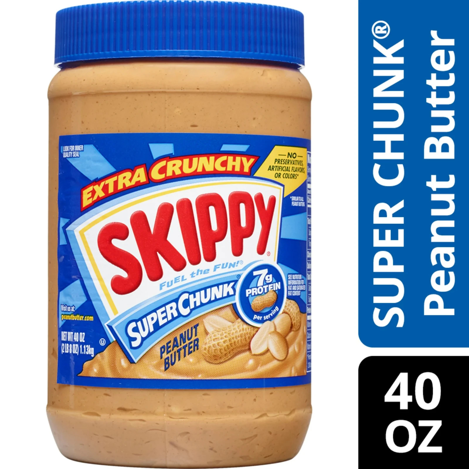 SKIPPY SUPER CHUNK Peanut Butter, 7 G Protein per Serving, Plastic Jar 40 oz