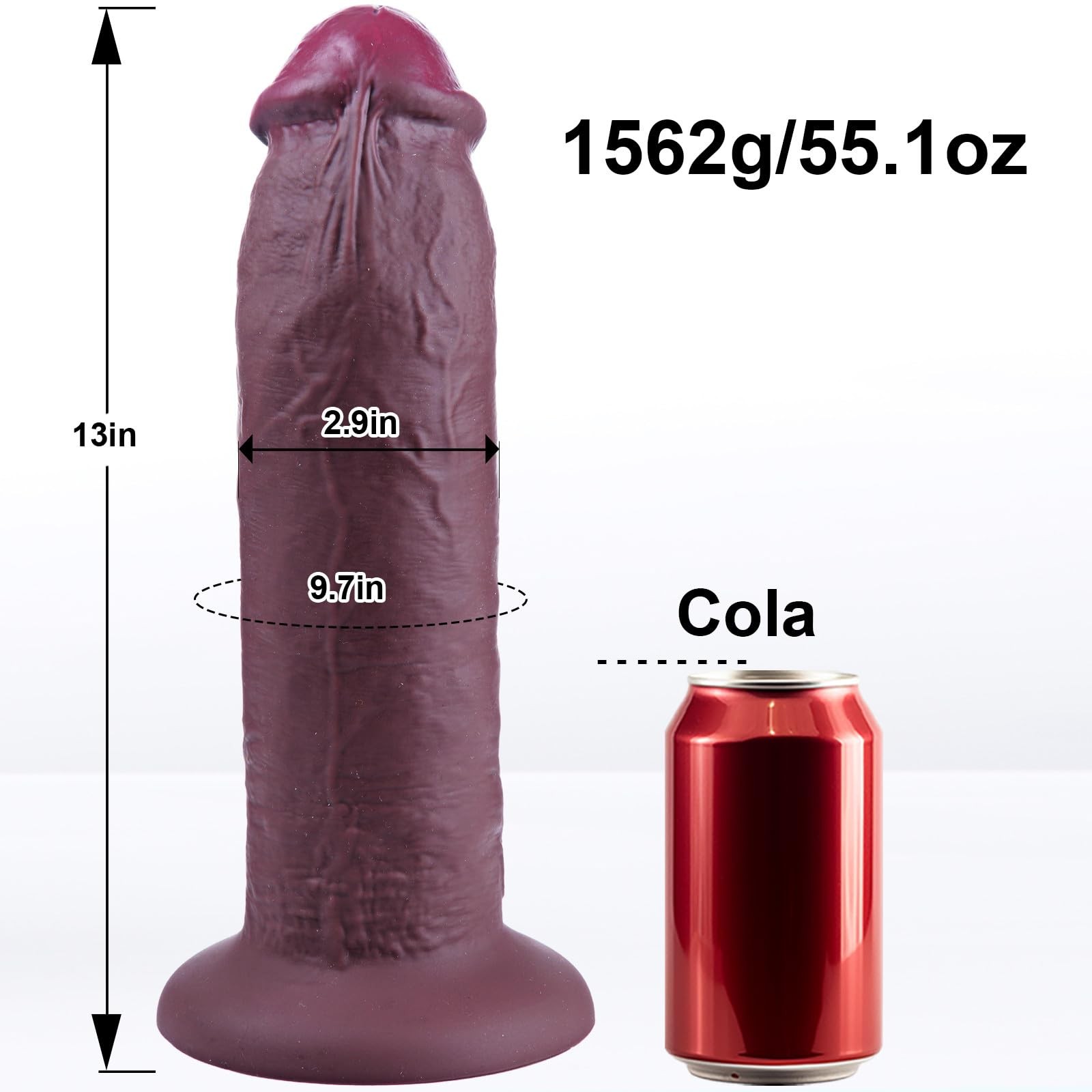 2.9" Wide Extra Thick Dildo13" Giant Realistic Huge DildoSilicone Black XXL P...