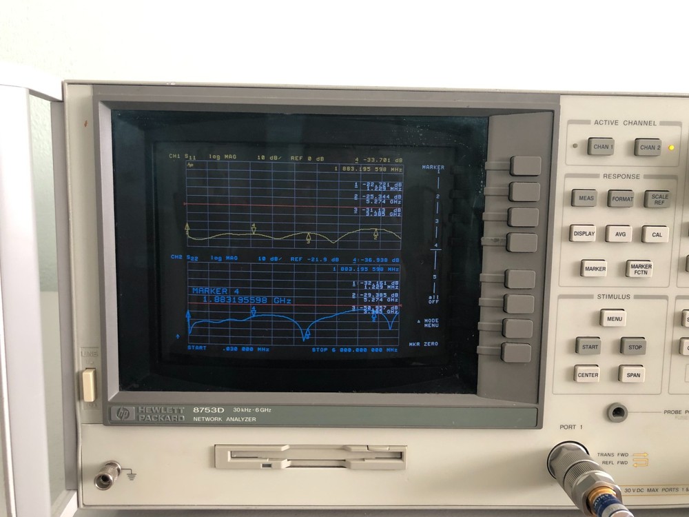 HP/Agilent 8753D 30kHz-6GHz Network Analyzer S-Parameter Test Set Opt:006/010+