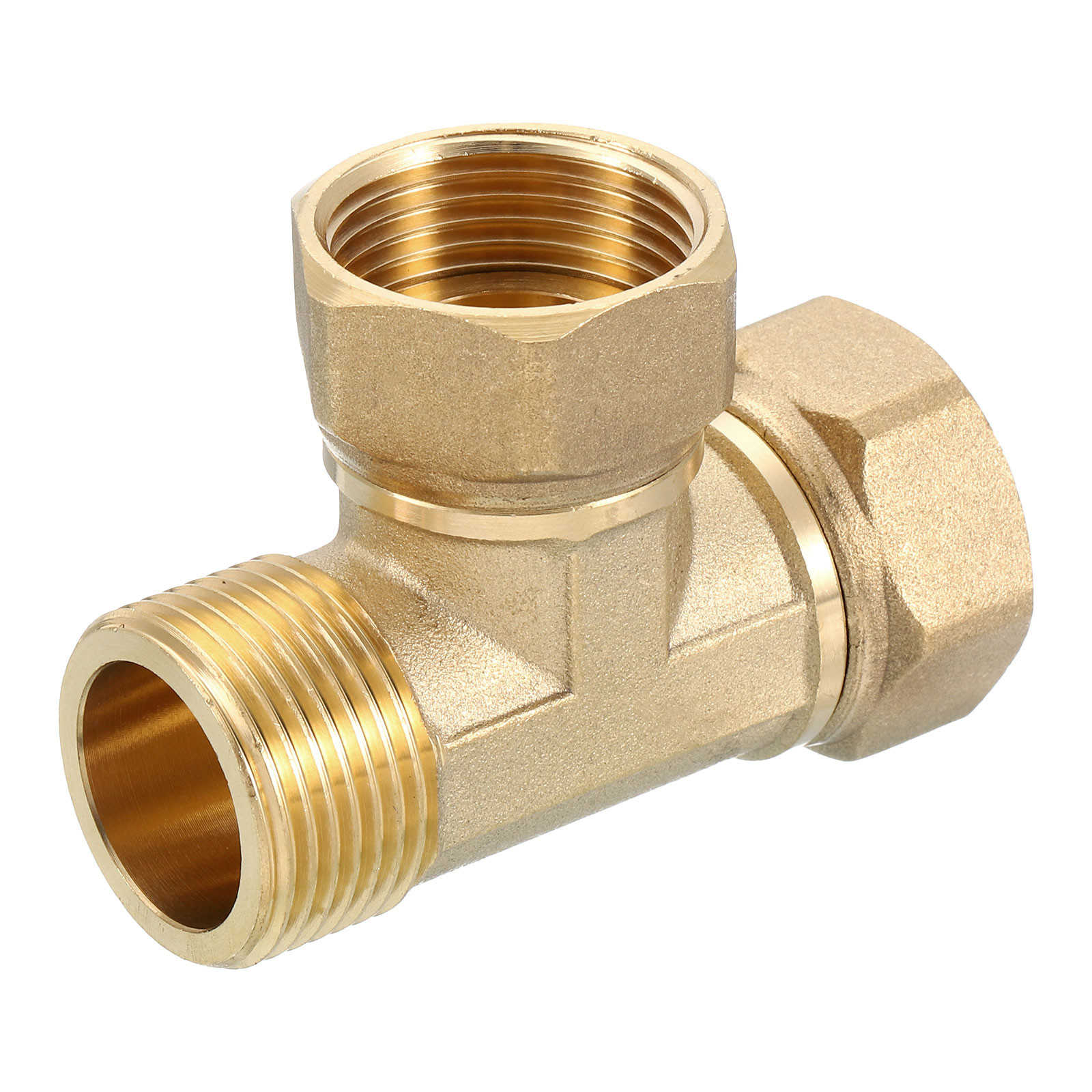 Brass Tee Swivel Pipe Fitting 3/4" 3 Way T-Connector Female x Female x Male