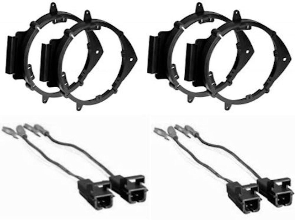 4 CAR TRUCK FRONT & REAR DOOR SPEAKER MOUNTING ADAPTER BRACKETS W WIRE HARNESS