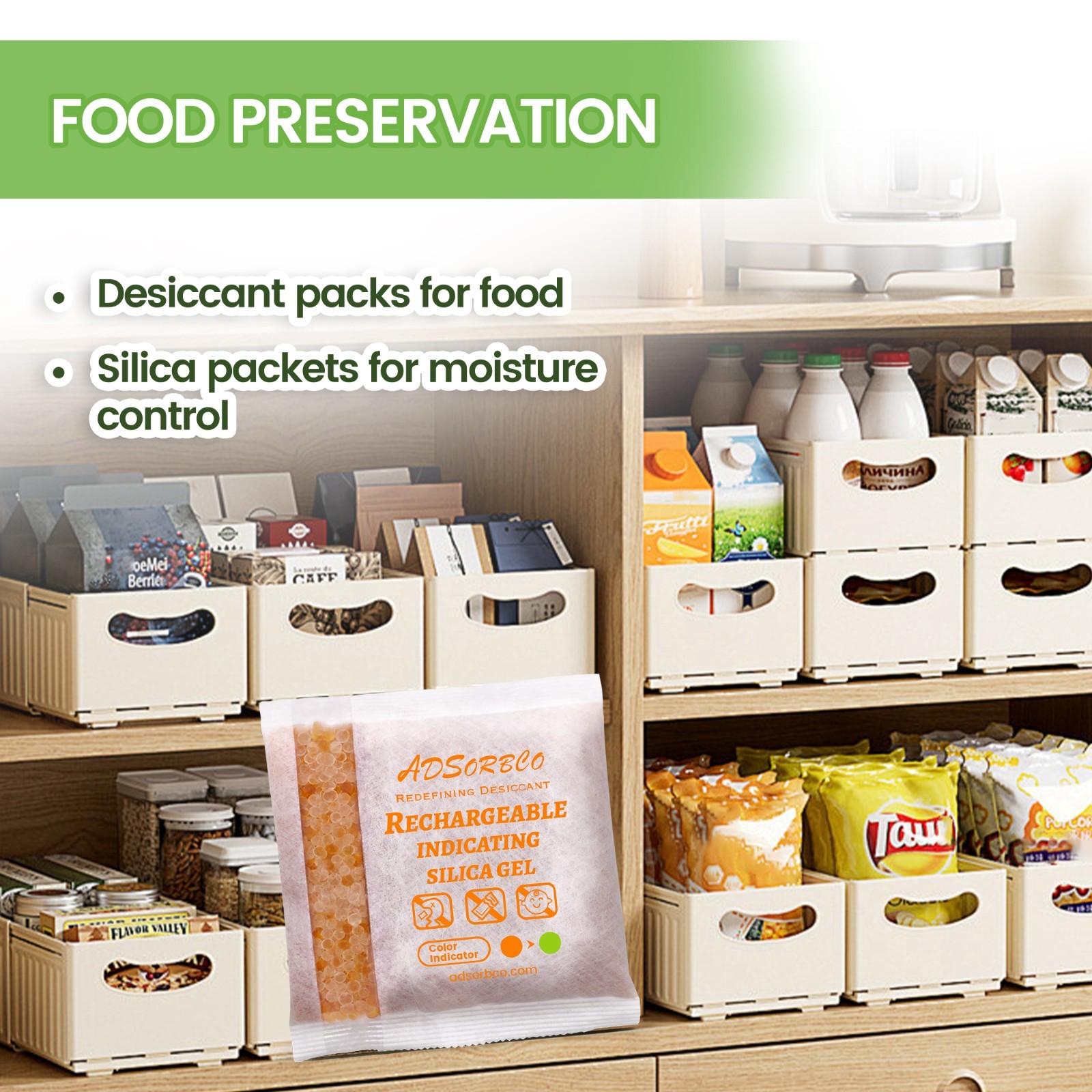 (200 Gram 3 Packages) Adsorbco Rechargeable Silica Gel Packets