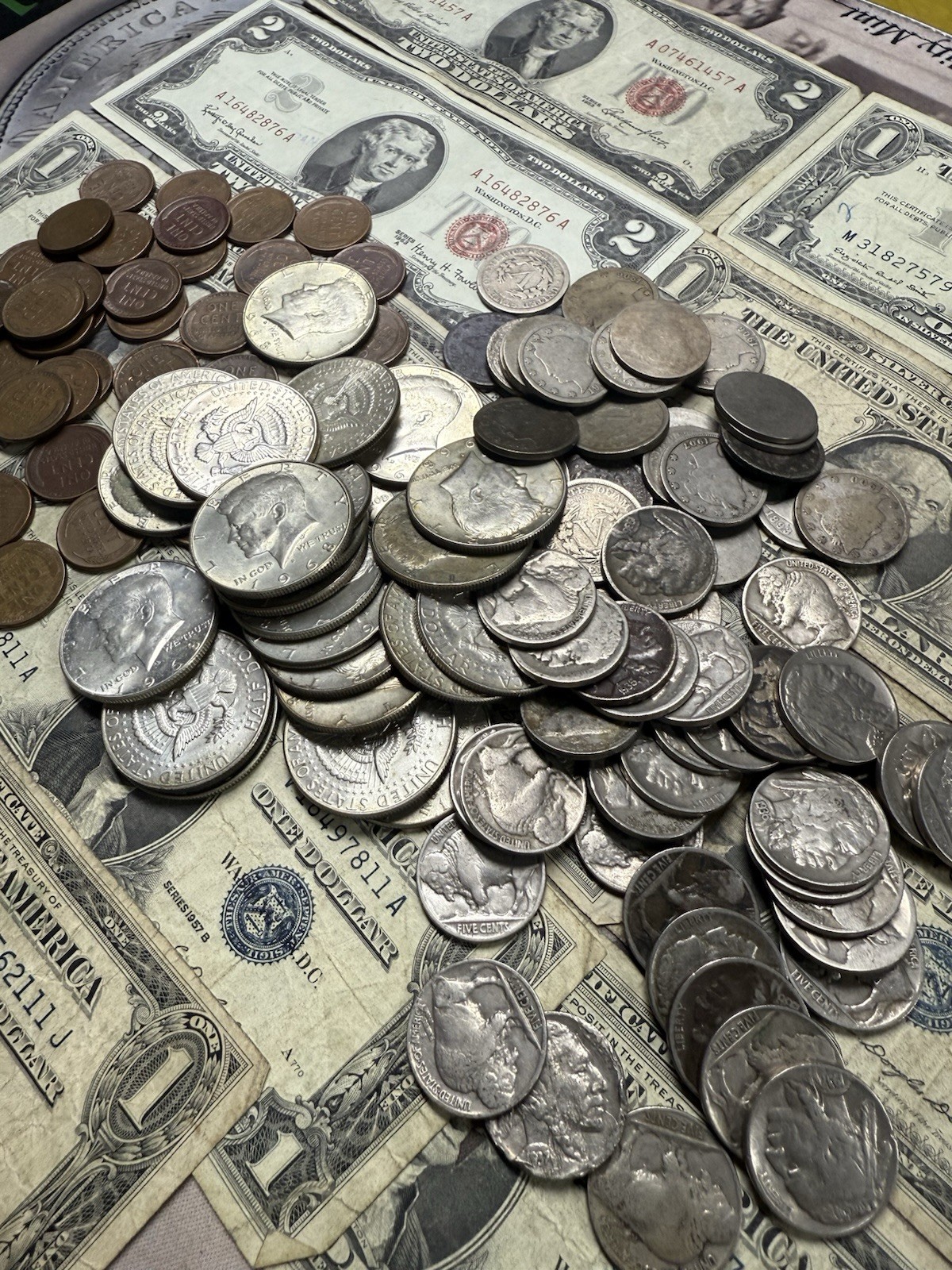 Estate Sale Lot Coin Grab Bag Silver Half Dollars Wheats V Nickels 9 Coin Lot