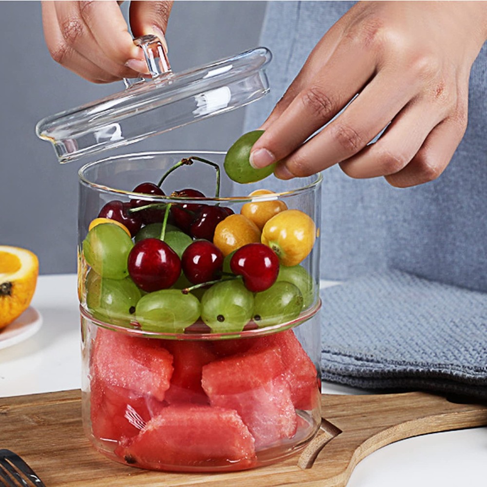Cicano Glass Storage Jars with Lid,Multi-Tier Stackable Containers Kitchen Fo...