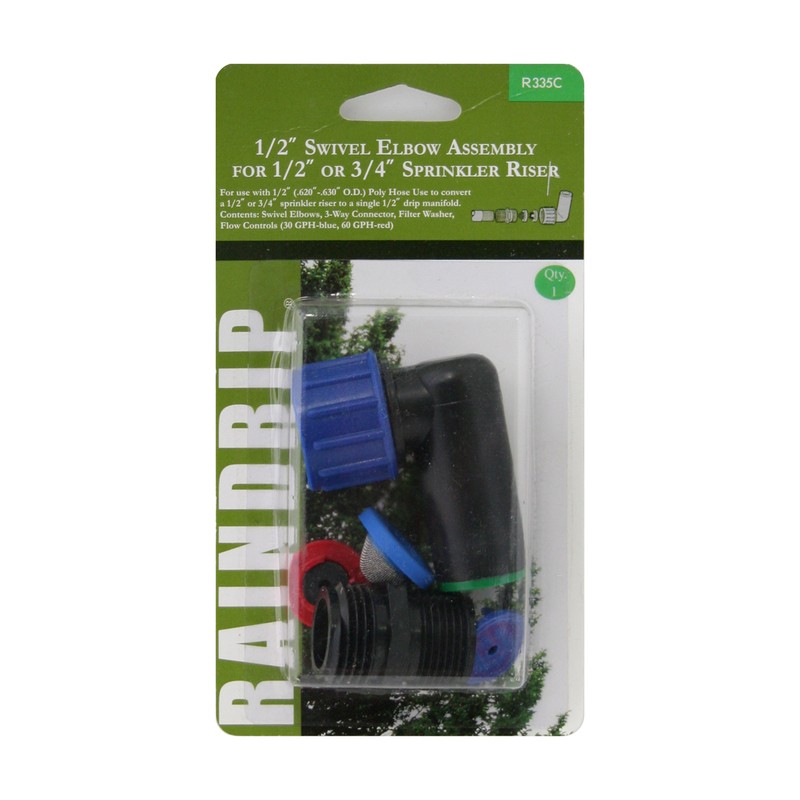 Raindrip R335CT Plastic Black Drip Irrigation Threaded Swivel Adapter 1/2 in.