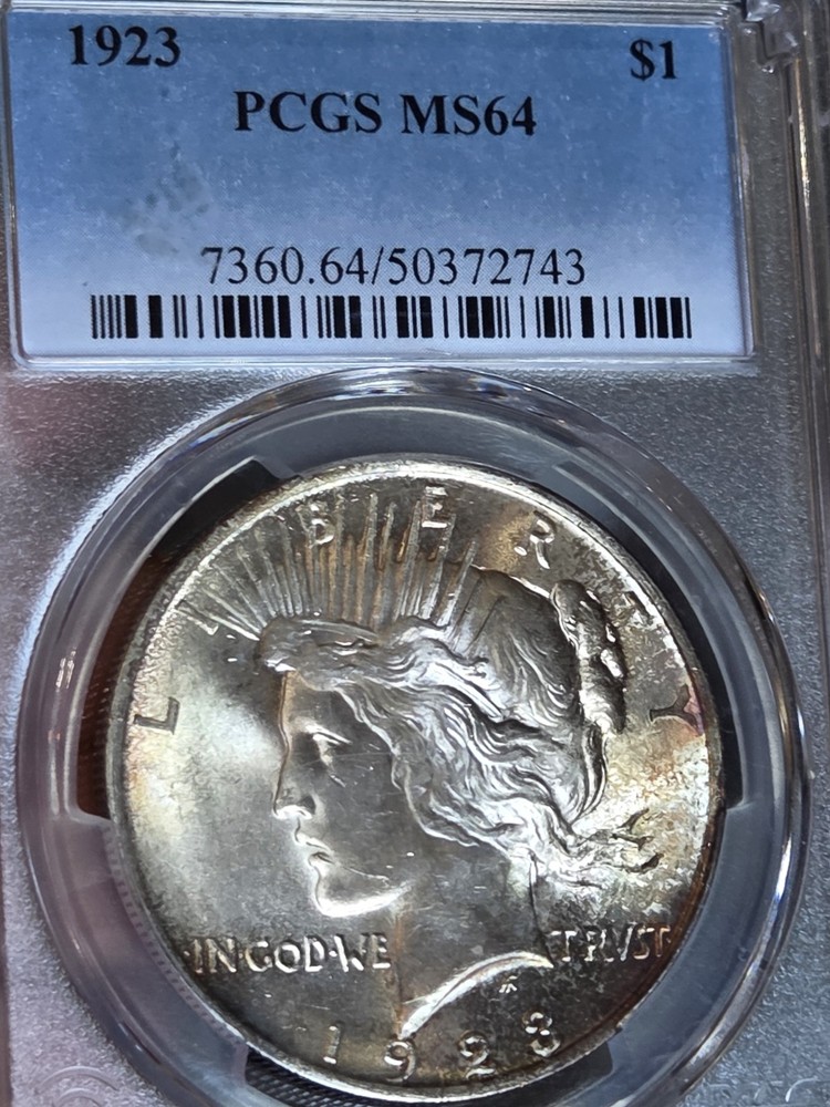1924 $1 Peace Dollar PCGS MS64 Toned