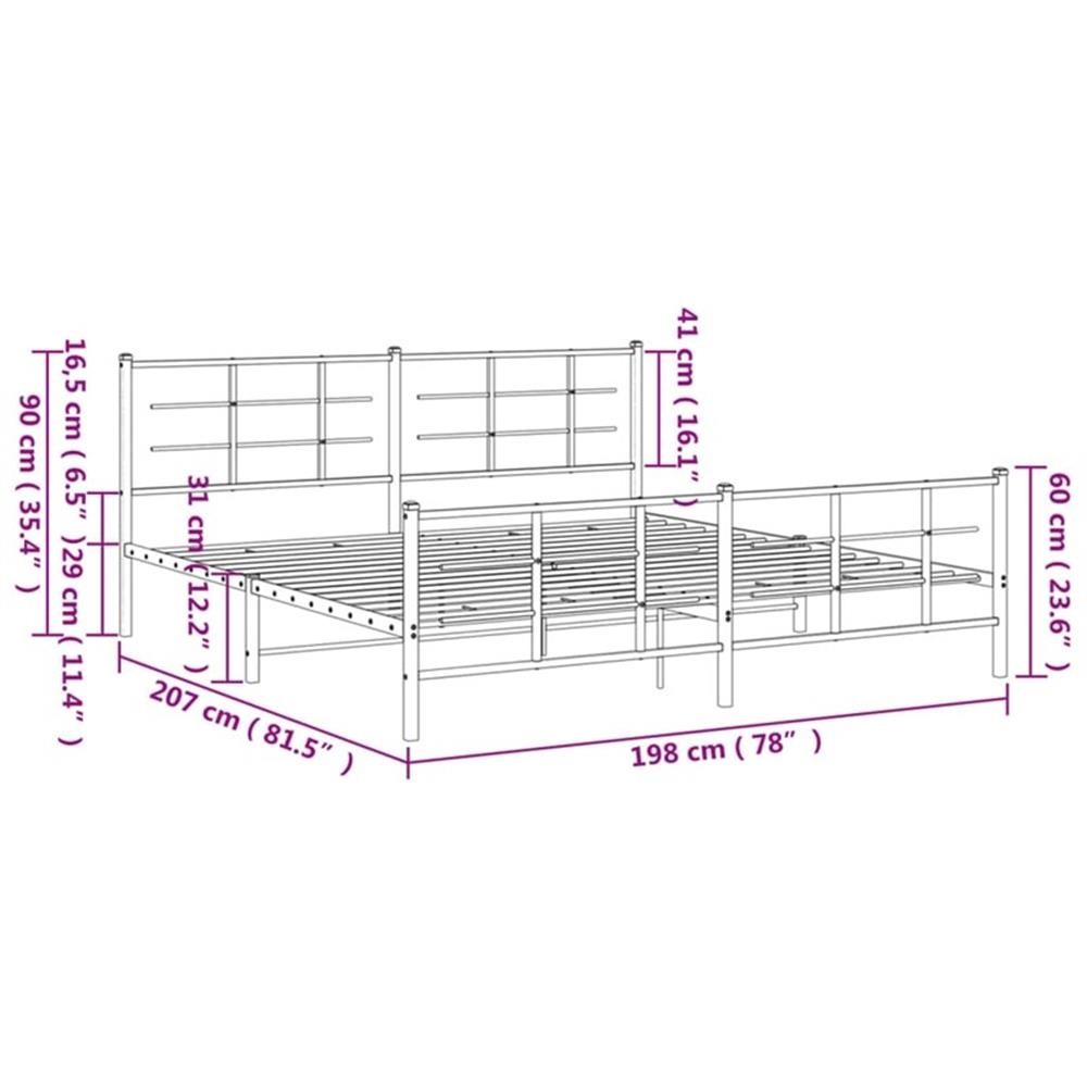 Bowery Hill Rectangular Powder-Coated Steel Full Bed Frame in White