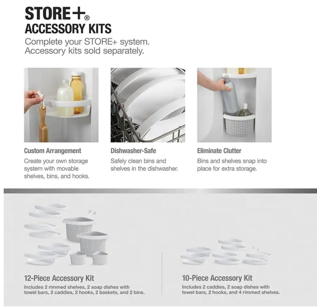 Sterling Store+ Bath/Shower System Family Wall Mounted Replacement Accessories