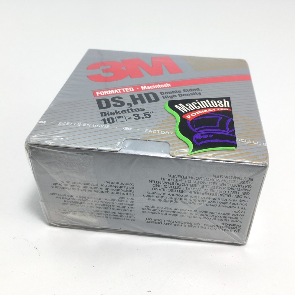 NEW 3M DSHD Diskettes Double Sided High Density 3.5" 10Pk Floppy Disk Mac Format