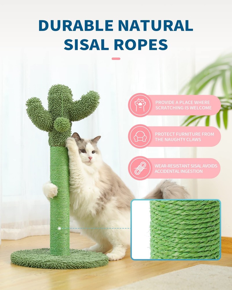 Made4Pets Cat Scratching Post, 25.6" Cactus Cat Scratcher Kitten Scratch Post...
