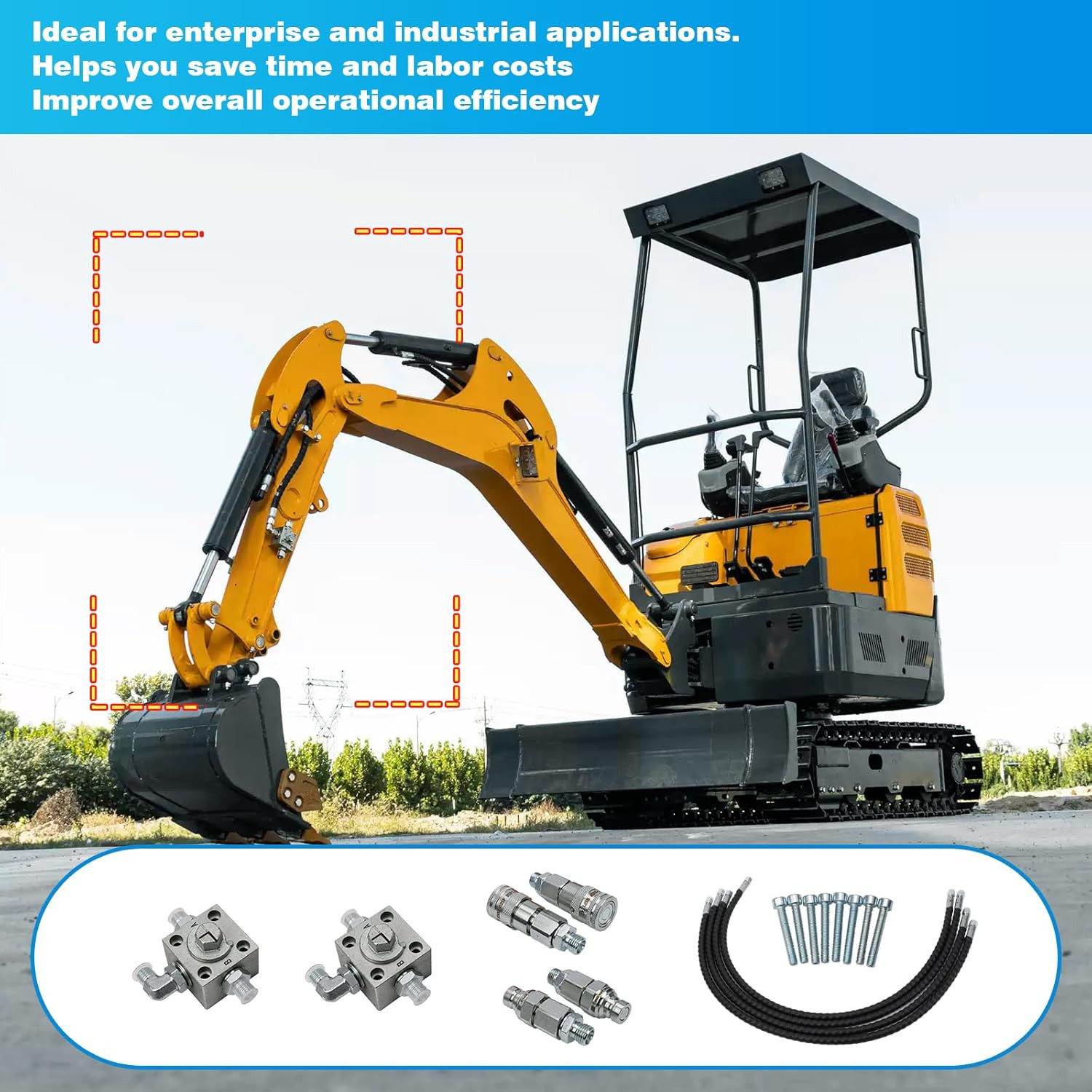 2 Three Way Diverter Valves for 1-2 ton Chinese Mini Excavator w/ Quick Connects