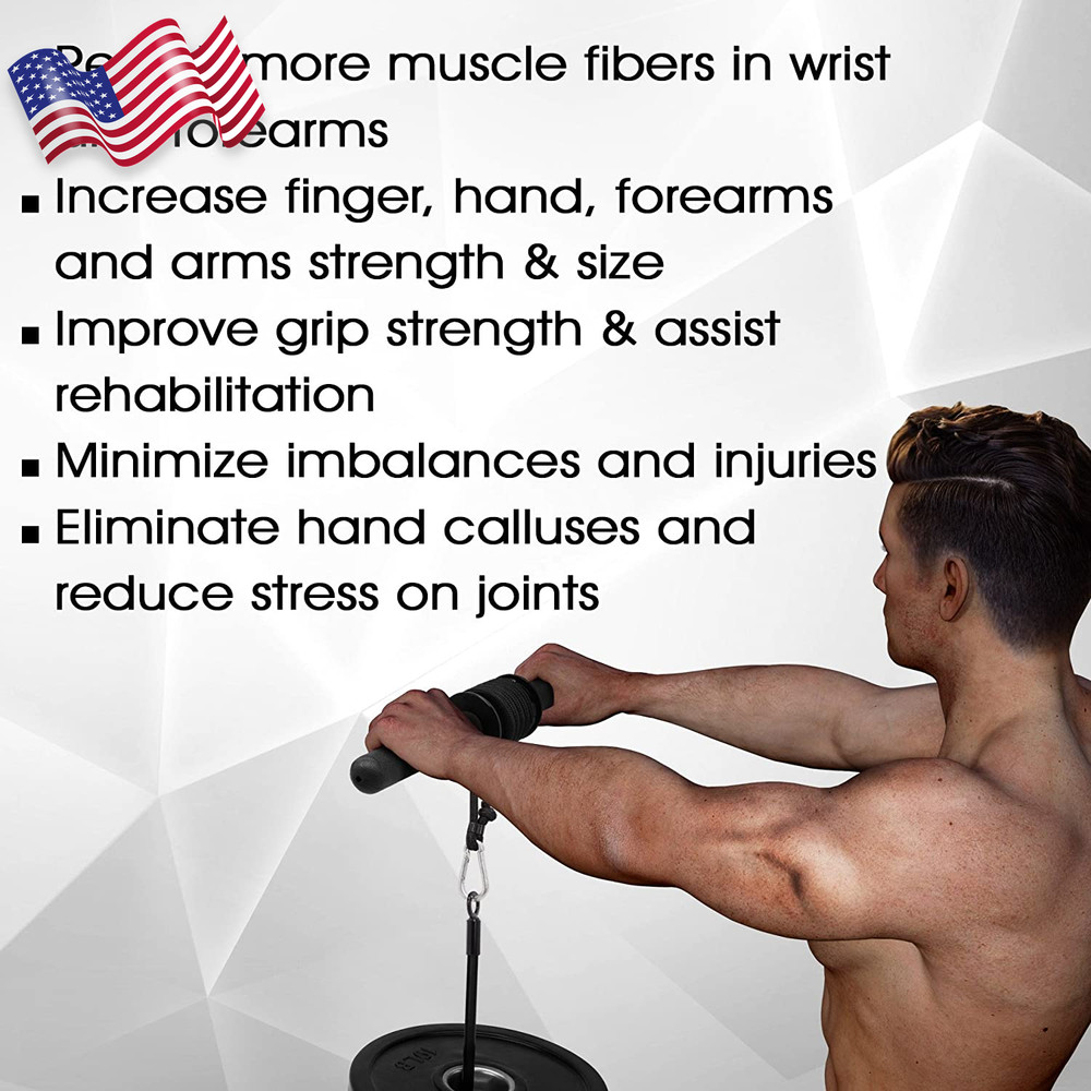 Wrist & Forearm Roller for Workout Training Standard Olympic Plates FREE SHIP