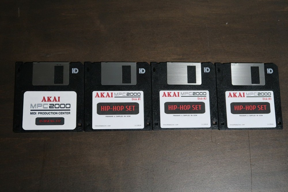 Akai MPC2000 OS 1.72 & Sound Library 3 Disk Drum Kit Sample Pack Floppy Library