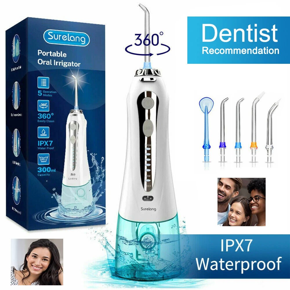 Waterpik Cordless Dental Water Flosser Oral Irrigator Teeth Cleaner 5 Jet Tips