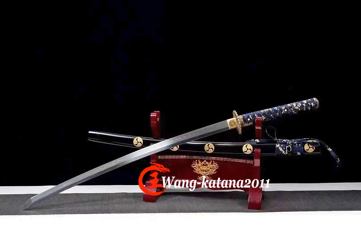 Full Tang Sharp Japanese Samurai Katana Sword T10 Clay Tempered Brass Fittings
