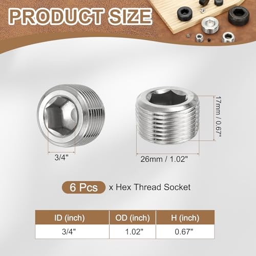 Pipe Plug Stainless Steel Internal Hex Thread Socket Pipe Plug 3/4 Inch