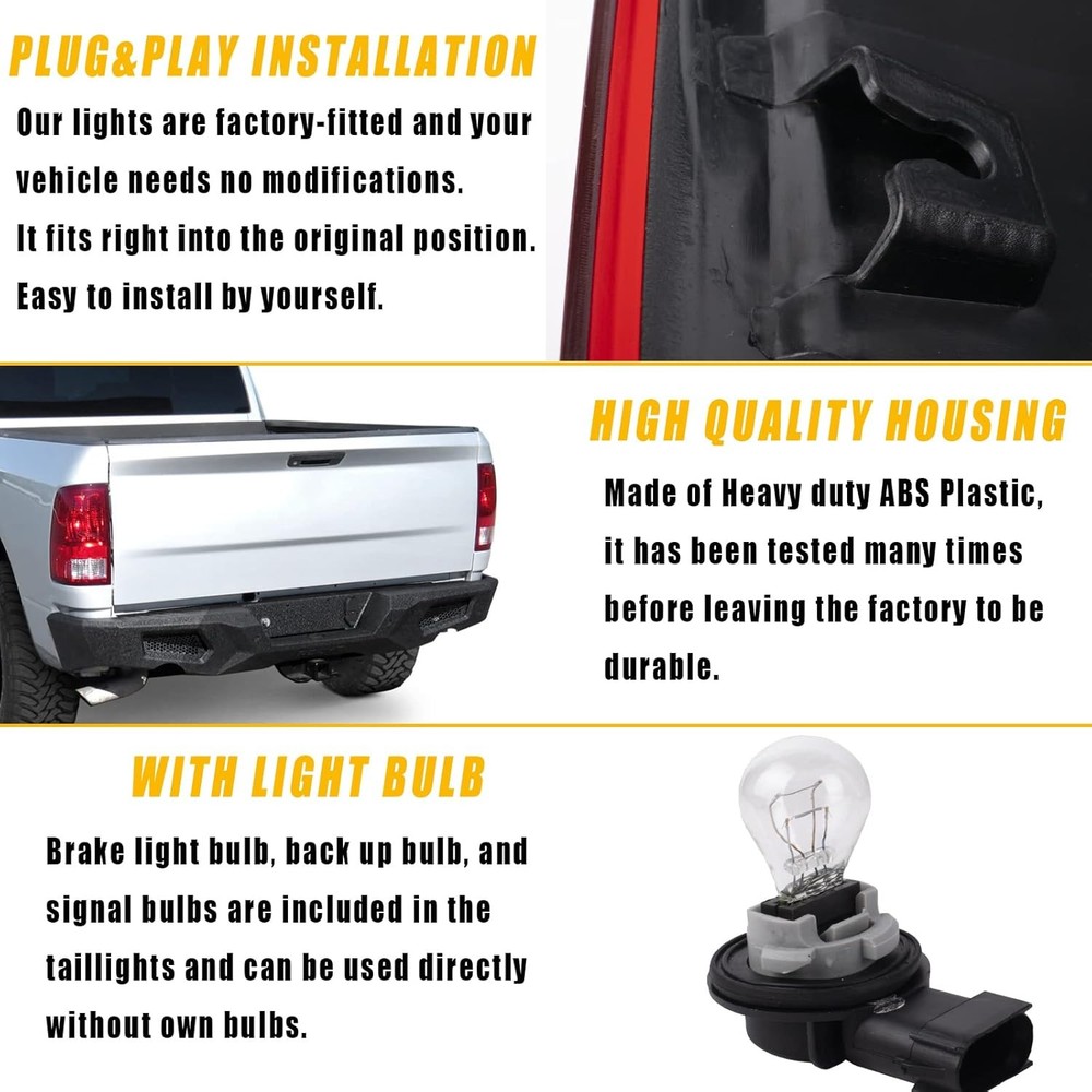 Right Side Tail Light Assembly Compatible With Dodge Ram Right Passenger Side
