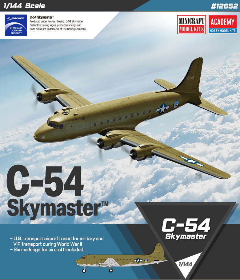 Academy 12652 Douglas C-54 Skymaster 1/144 Scale Plastic Model Kit