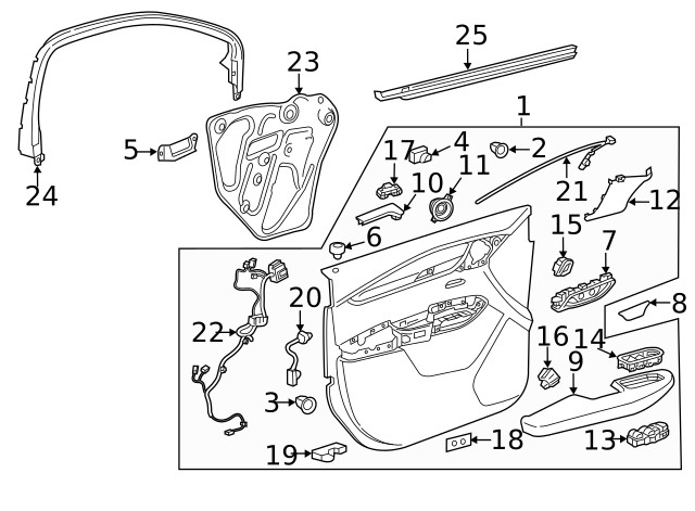 Genuine GM Front Side Door Pull Handle Bracket 23404223