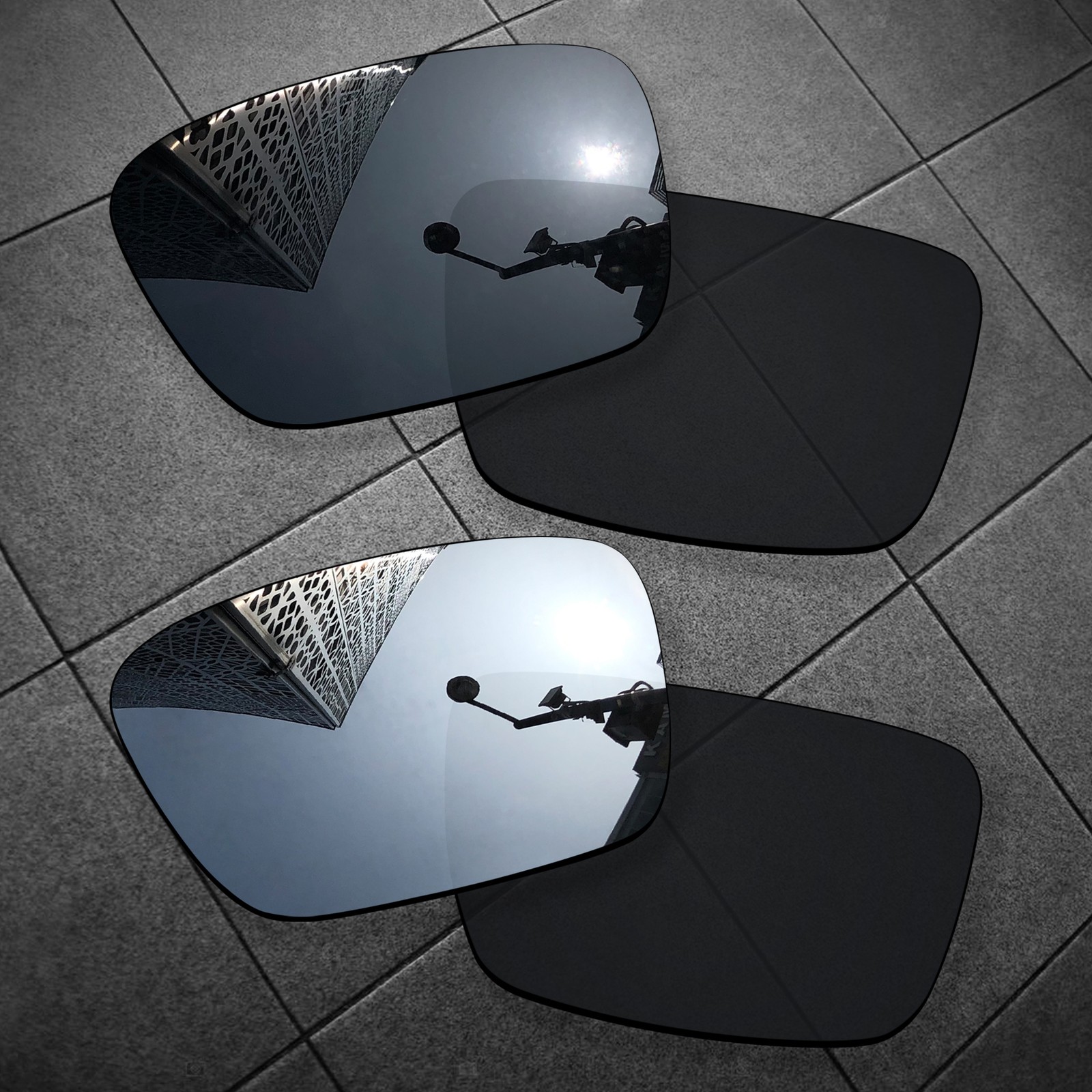 2 Pairs POLARIZED Replacement Lenses for-Oakley Fuel Cell OO9096 Black + Silver