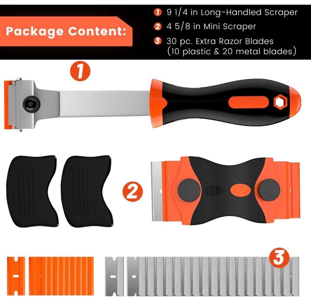 Razor Blade Scraper 2PC Tool Set For Removing Label Registration Sticker Decal