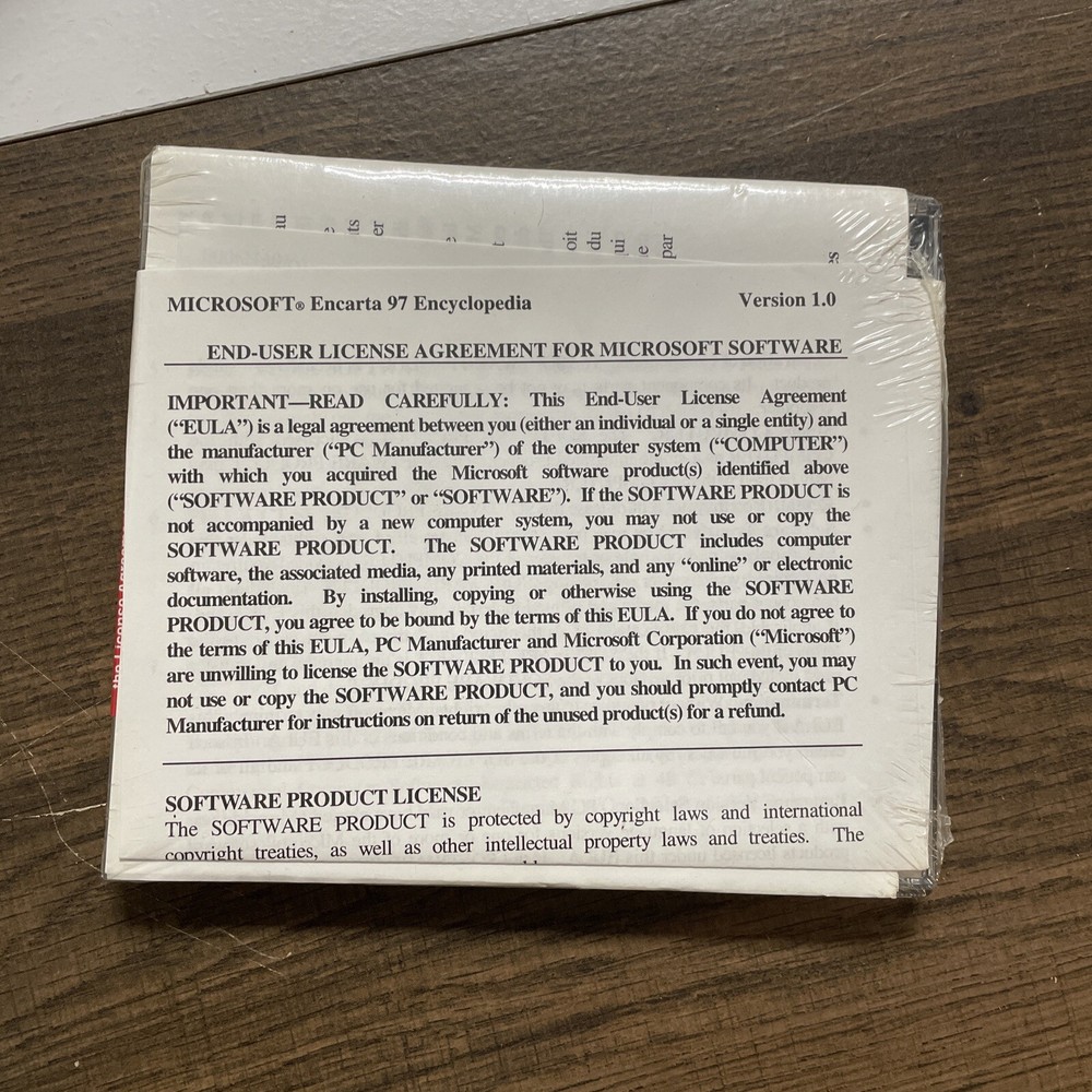 Microsoft Encarta 1997 97 Encyclopedia Version 1.0 Auth. New Sealed CD Rom Disk